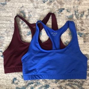 Burgundy and blue sports bras by BCG size L